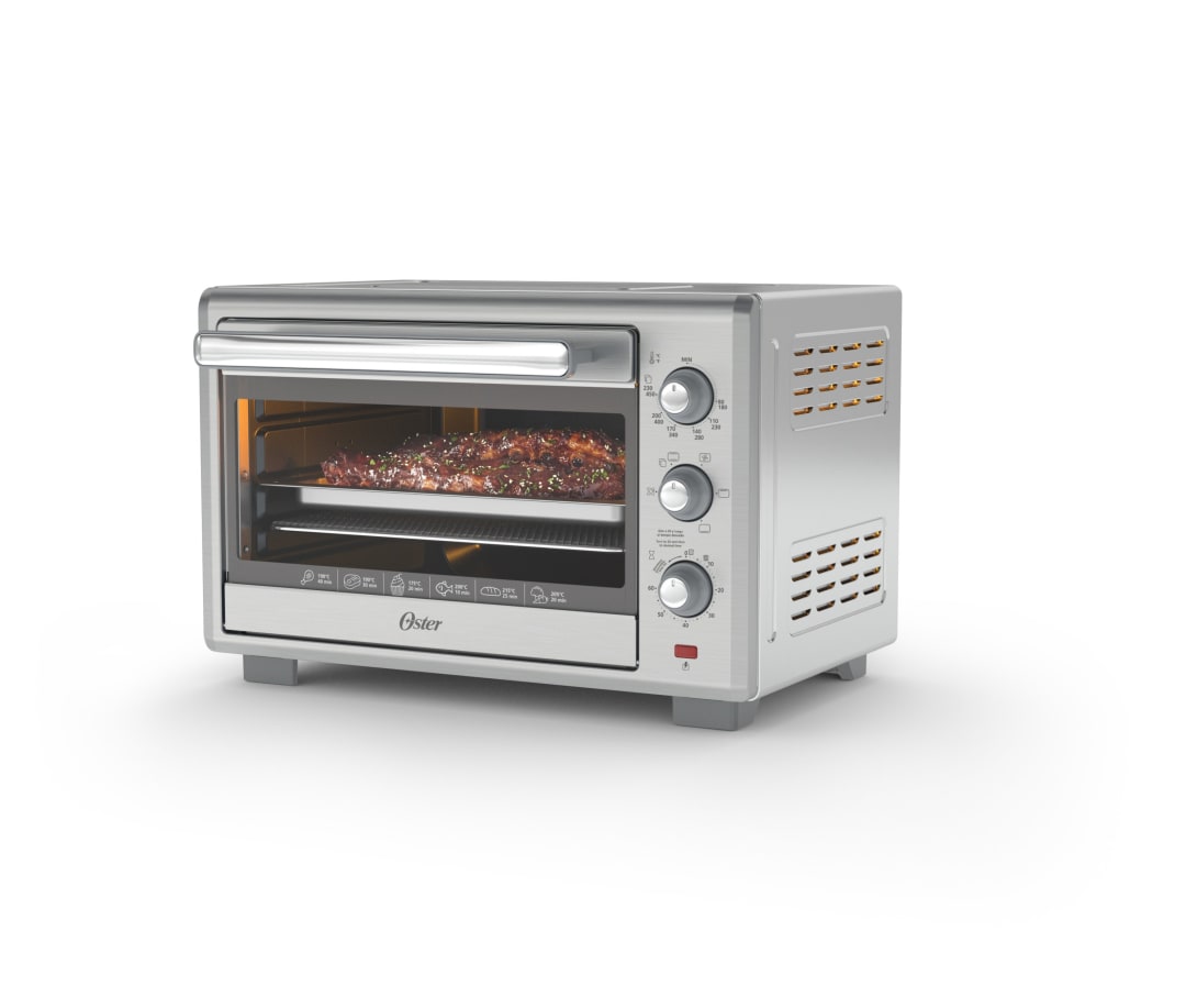 Oster® Horno con Freidora de Aire, Capacidad de 35 Litros, Recubrimiento Antiadherente, Plateado