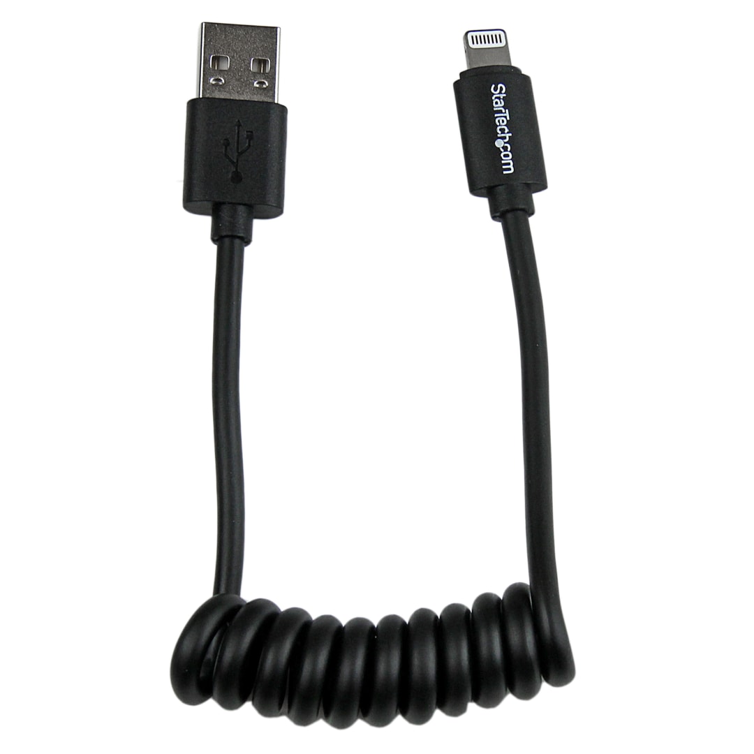 30cm (1ft) Coiled Black Iphone 5s Cable