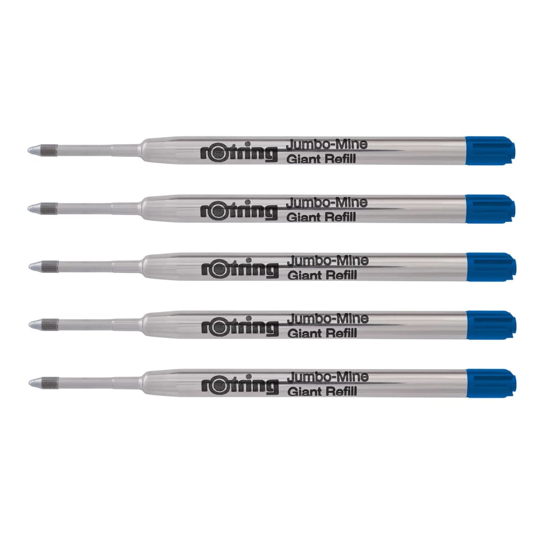 rOtring Ballpoint Jumbo Pen Refills | Blue Ink | Medium Point (1.0mm) | 5 Count