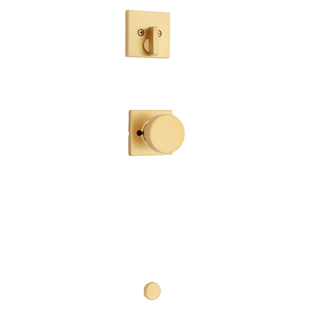 971 Single Cylinder Interior Pack w/ Square Pismo Knob for Signature Series Low Profile Handlesets in Satin Brass