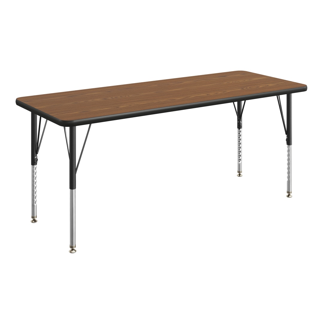 Wren 60" x 24" Adjustable Height Activity Table, Thermal Laminate Top, Short Legs, Oak