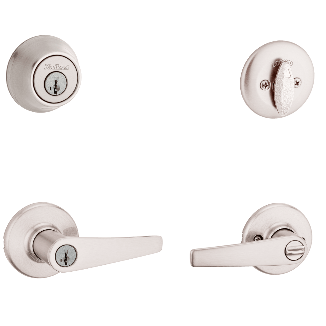690 Delta Keyed Entry Knob and Single Cylinder Deadbolt Combo Pack featuring SmartKey Security™ in Satin Nickel