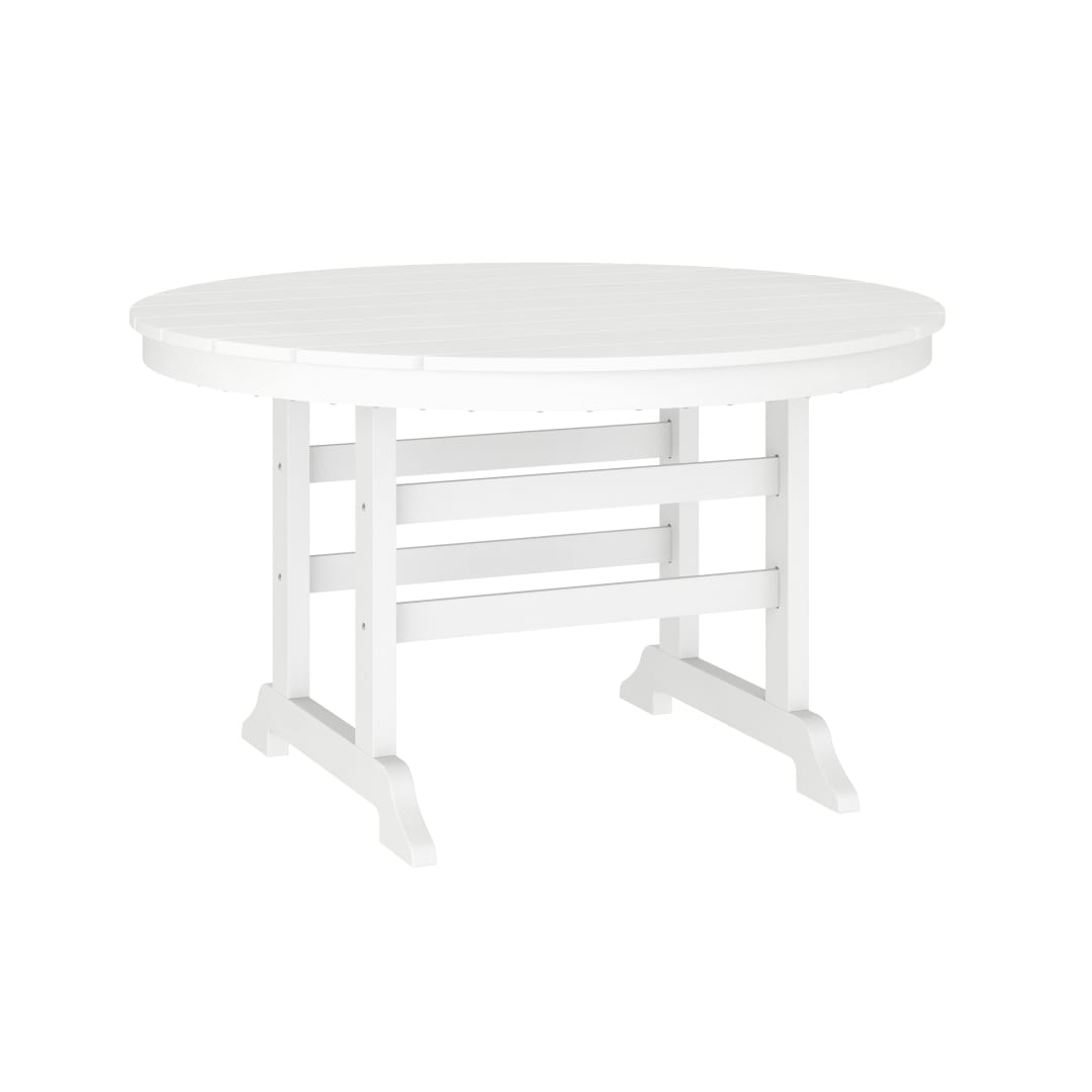 Colonel Commercial Grade Indoor/Outdoor 48" Round Recycled HDPE Adirondack Dining Table for 4 in White
