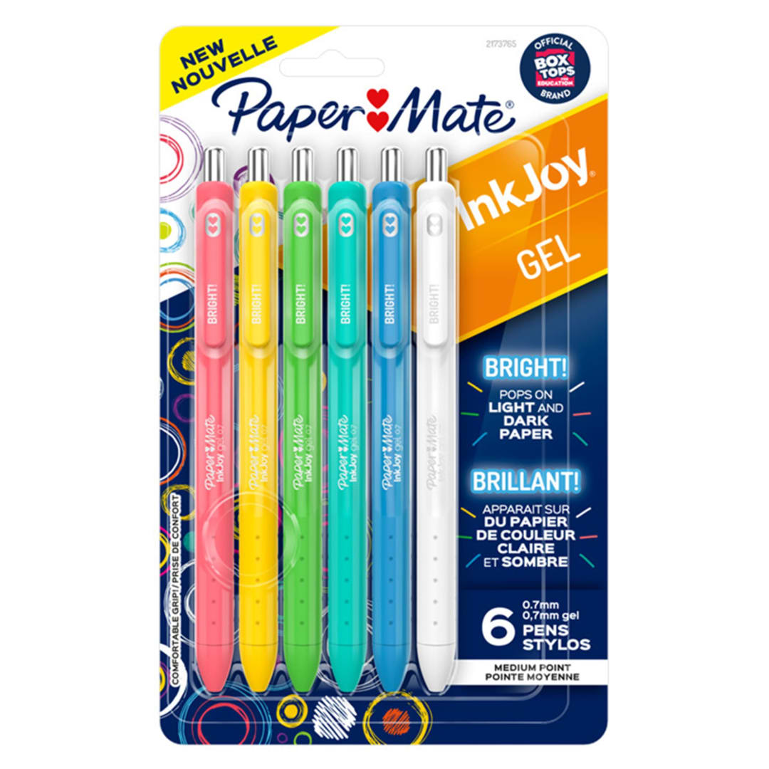 Paper Mate® Inkjoy Gel Bright! Pens, Medium Point (0.7mm), Retractable, Assorted Opaque Ink, 6 Count
