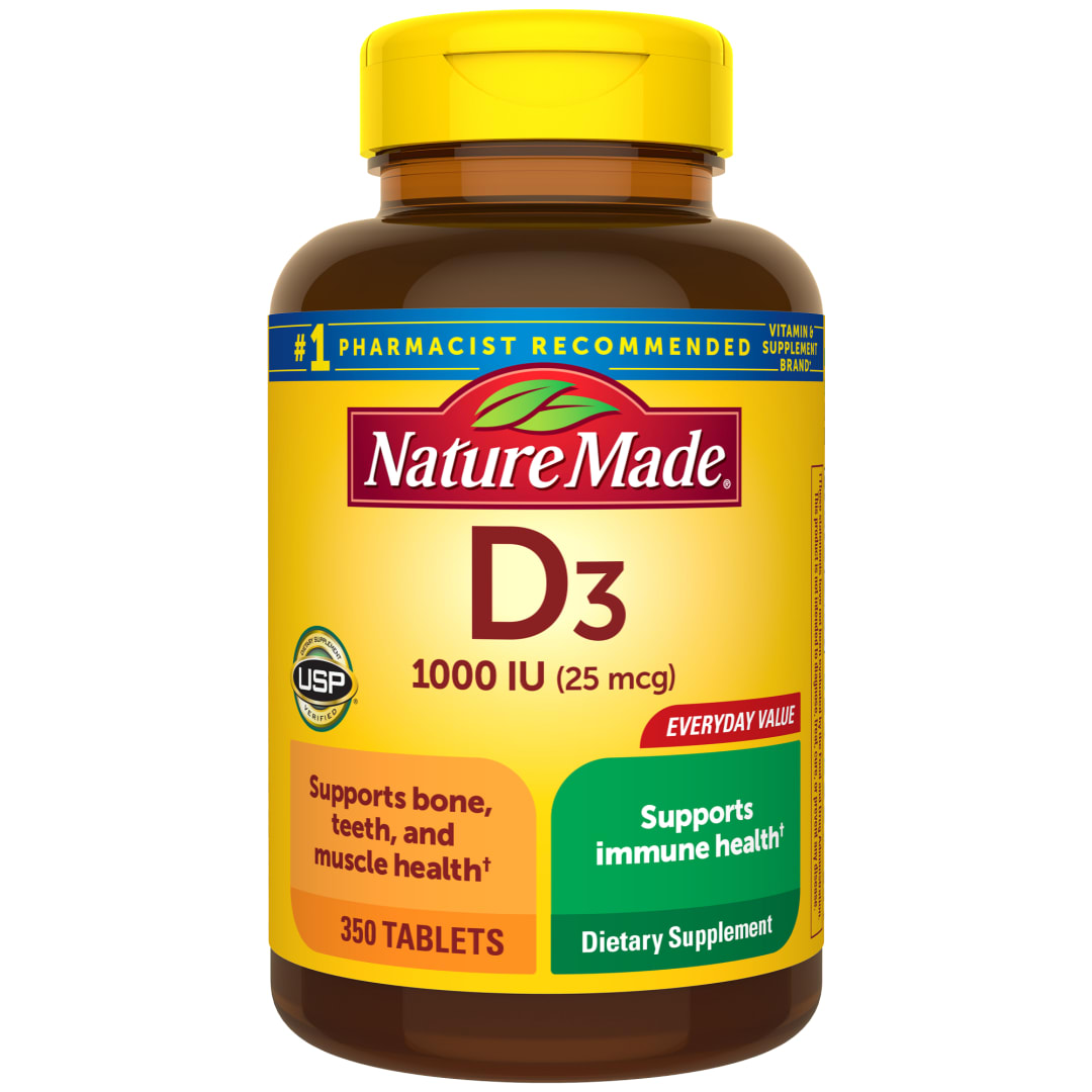 Nature Made Vitamin D3 1000 IU (25 mcg) Tablets, 350 Count