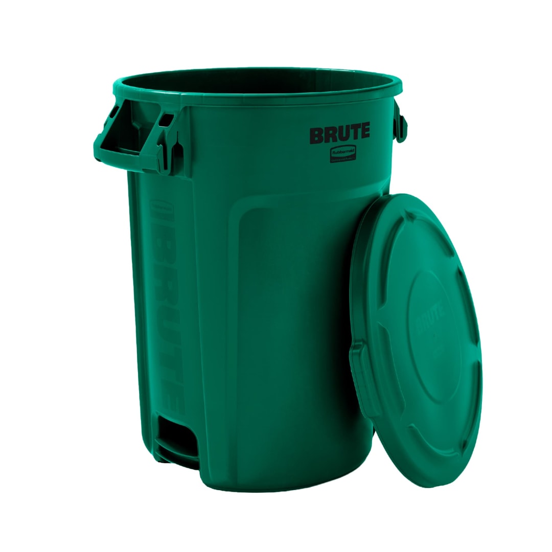 Rubbermaid Commercial Products BRUTE 34 Gallon Trash Can with Lid and Venting Channels