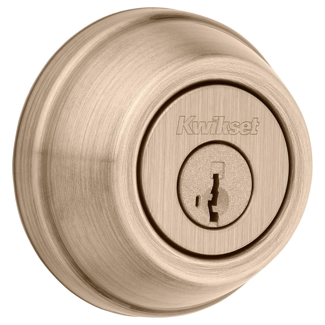 599 Gatelatch Deadbolt, Keyed Both Sides, featuring SmartKey Security™ in Antique Brass
