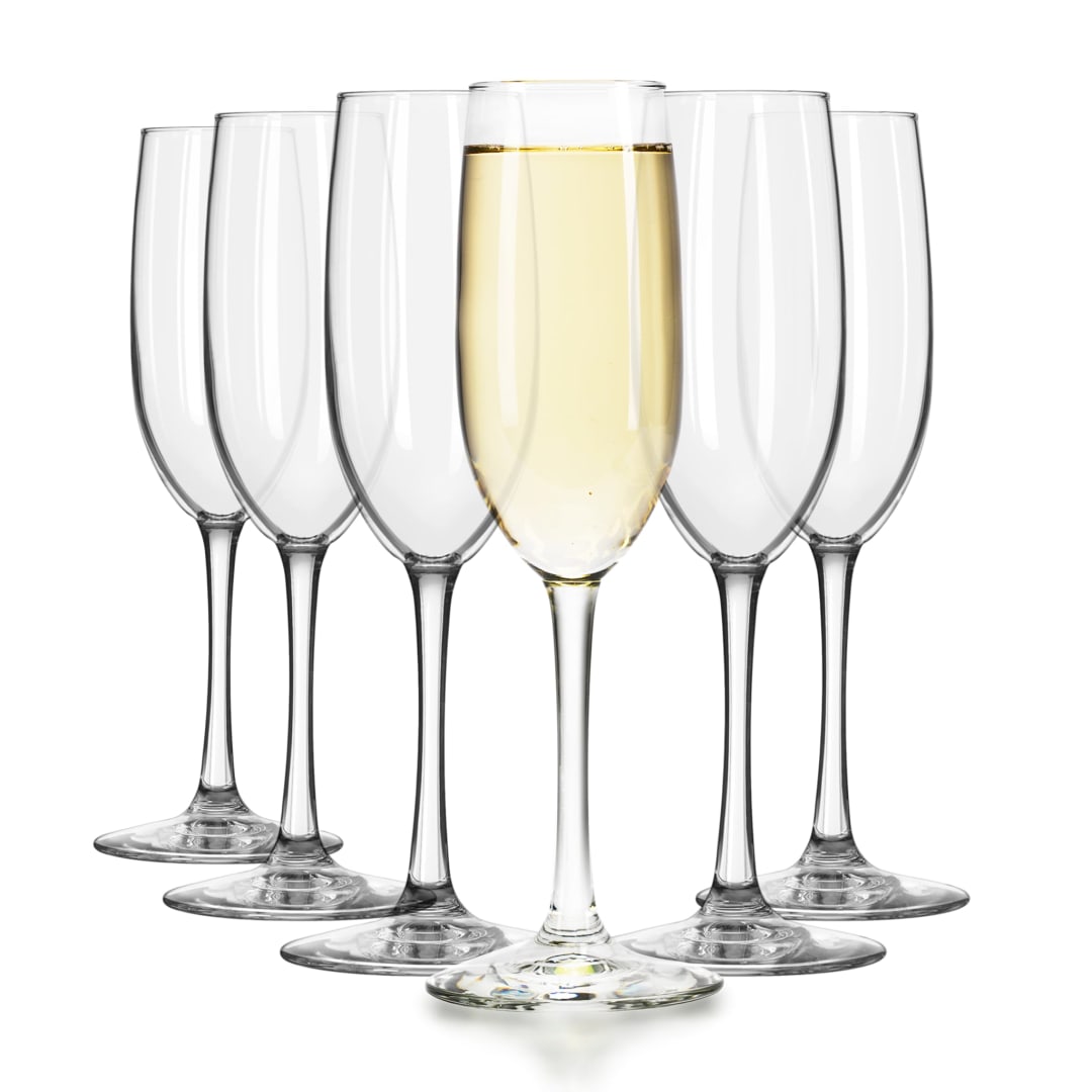 Libbey Entertaining Essentials Flute Glasses, 8-ounce, Set of 6