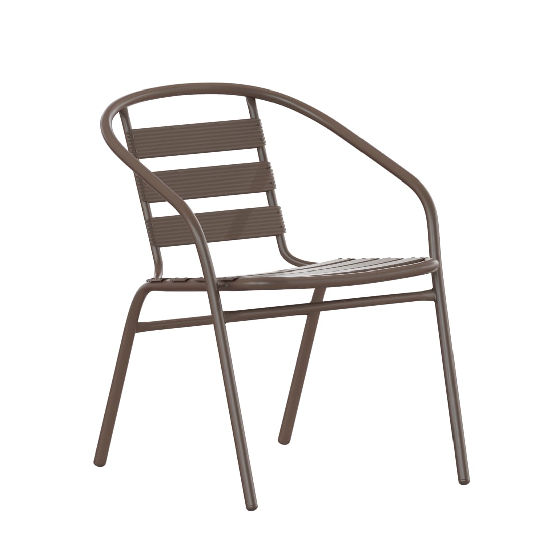 Lila Bronze Metal Restaurant Stack Chair with Metal Slats