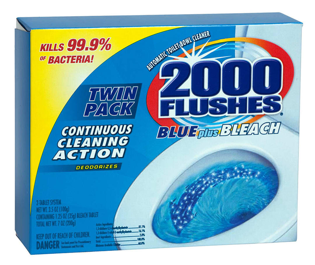 2000 FLUSHES BLUE PLUS BLEACH TWIN