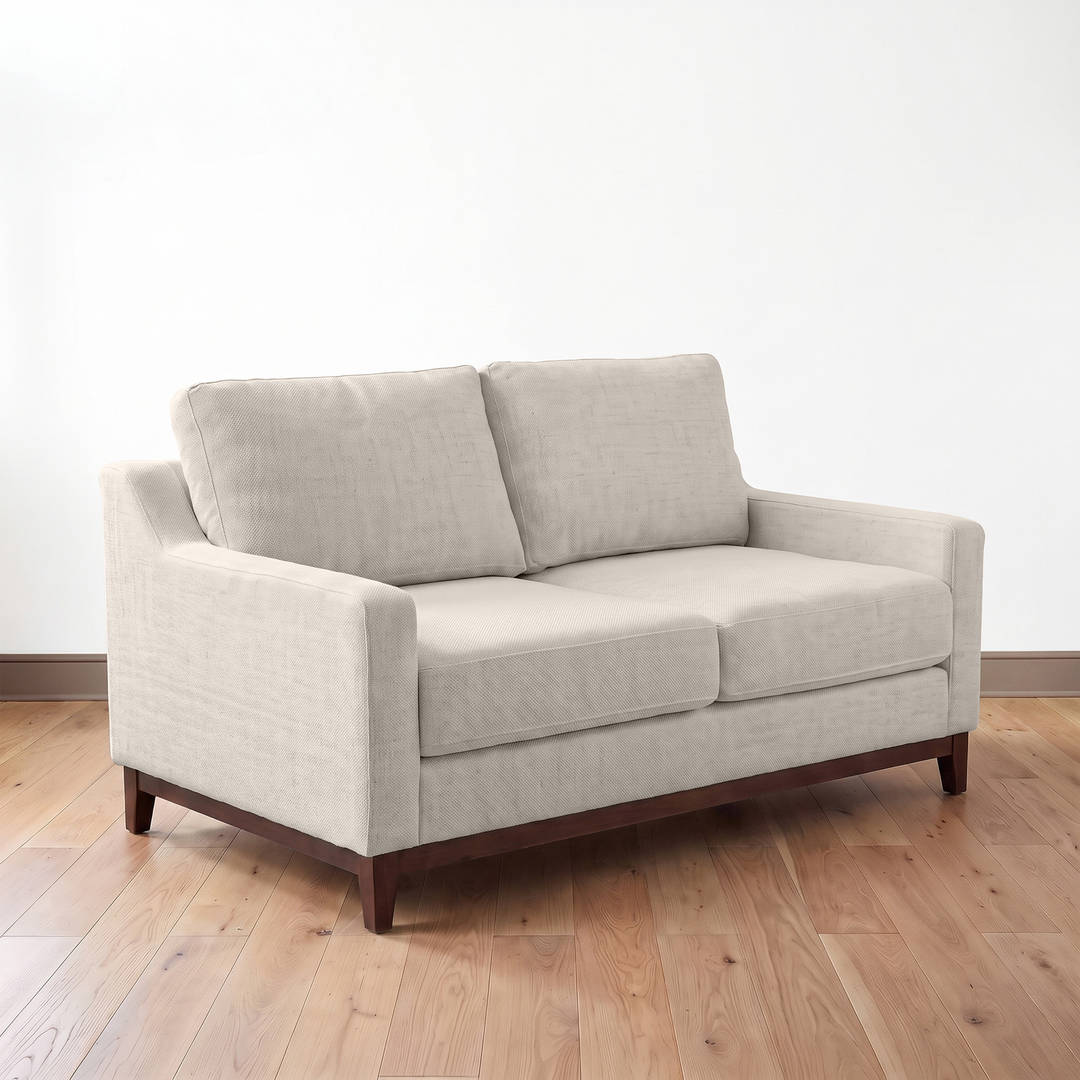 Bedford Loveseat, Upholstered 2-Seater Sofa with Solid Wood Frame and Tapered Legs, Ivory