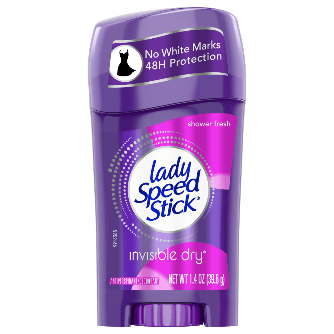 Lady Speed Stick Antiperspirant Deodorant for Women, 72 HR Sweat & Odor Protection, Invisible Dry, Shower Fresh Scent, 1.4 oz Stick