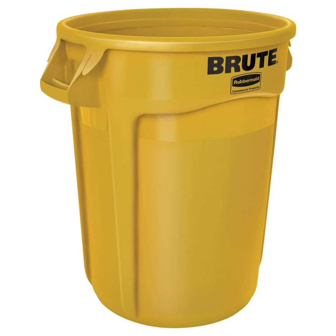 BRUTE 32 Gallon Yellow Vented Trash Container