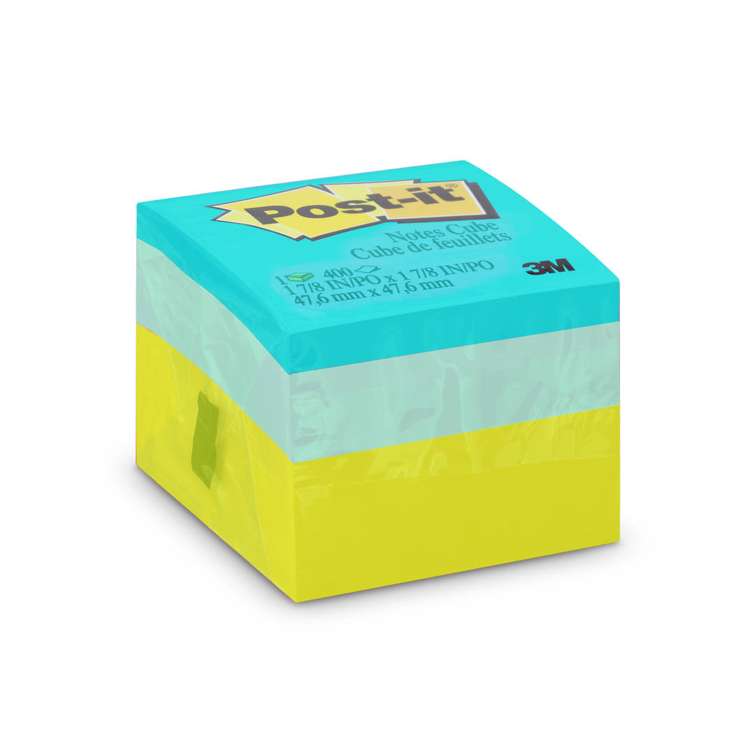 Bloco de Notas Adesivas Post-it®, Cubo, Verde, 47.6 mm x 47.6 mm, 400 Folhas