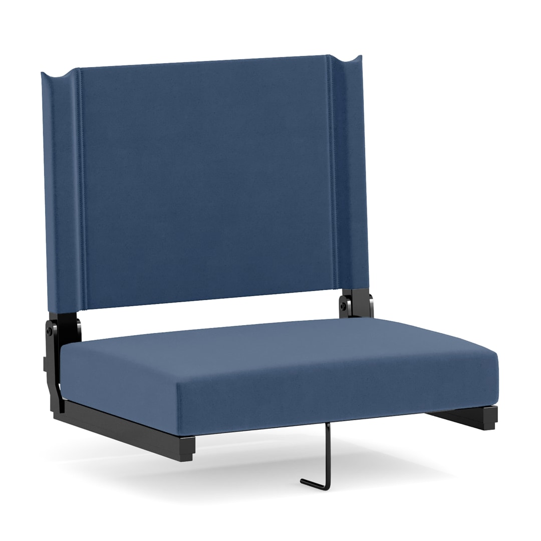 Grandstand Comfort Stadium Seat with Handle, 500 lb Rated, Padded Cushions, Foldable &amp; Lightweight for Bleachers &amp; Outdoor Events, Navy Blue