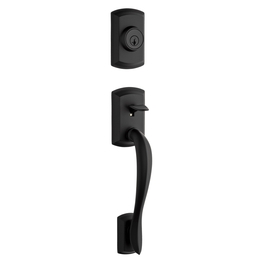 Avalon Single Cylinder Exterior Only Handleset featuring SmartKey Security™ in Matte Black