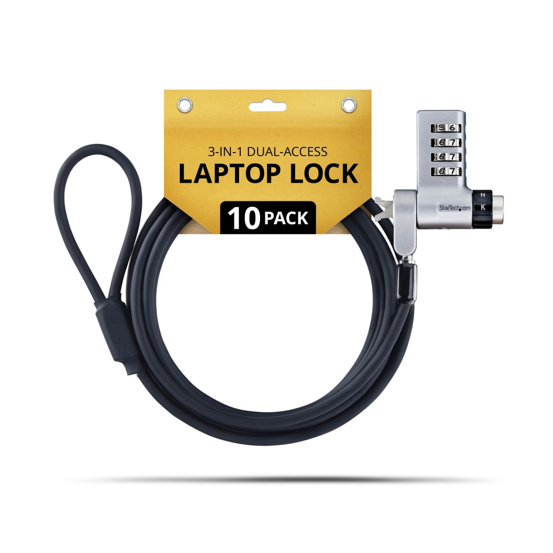 3 in 1 Dual Combo and Key Keyed Alike Laptop Lock 10 pack