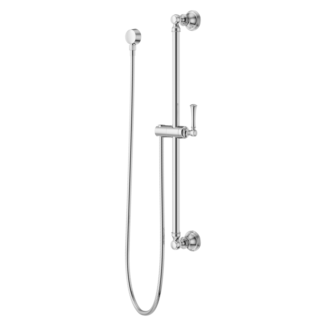 Transitional Round 30 in. Slide Bar with 60 in. Hose in Polished Chrome