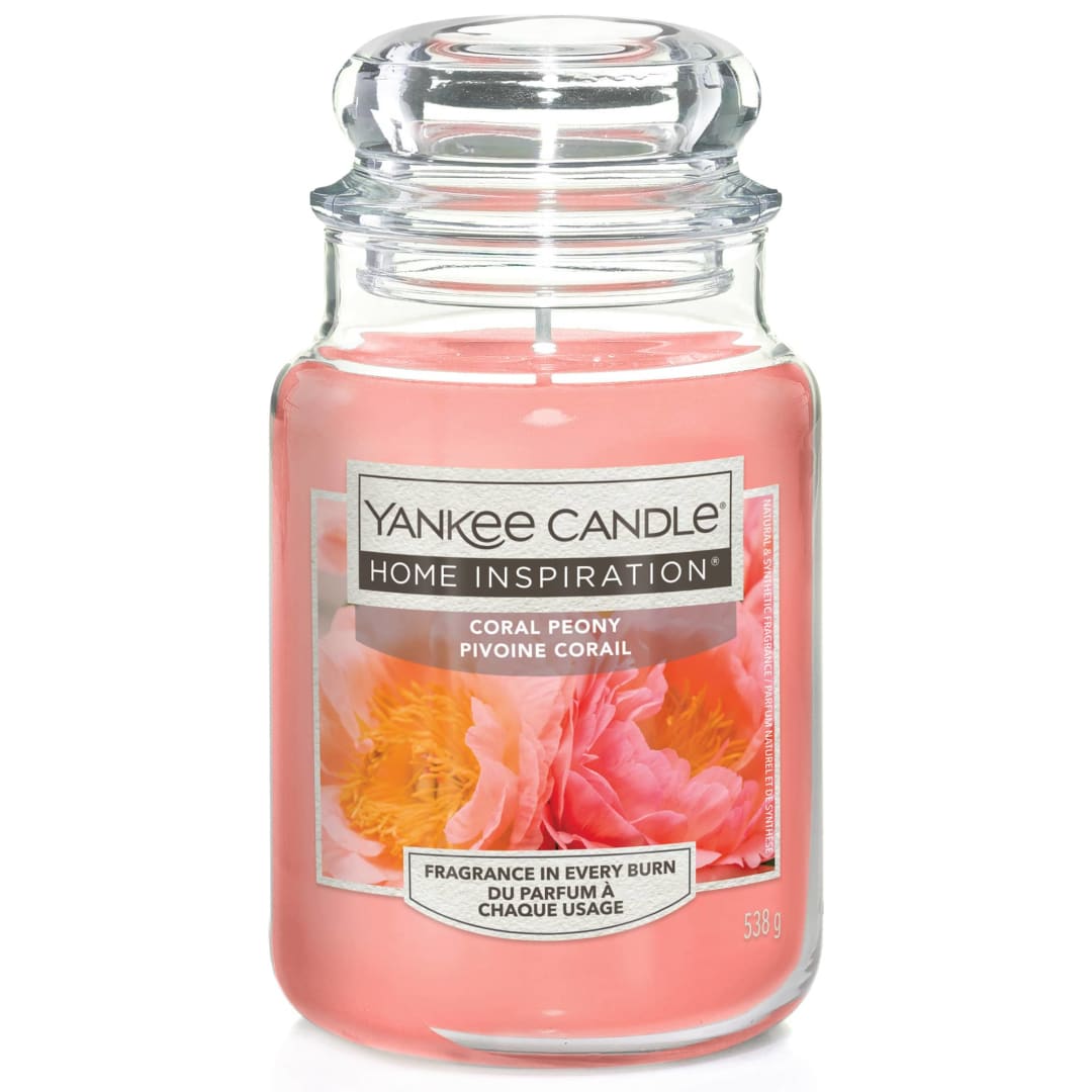 Yankee Candle® Home Inspiration Scented Candle | Coral Peony Large Jar Candle | Burn Time: up to 150 Hours