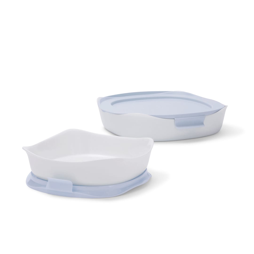 Rubbermaid® DuraLite™ Glass Bakeware, 4-Piece Set with Lids, Baking Dishes or Casserole Dishes, 1.75-Quart and 0.97-Quart Square (with Lids)