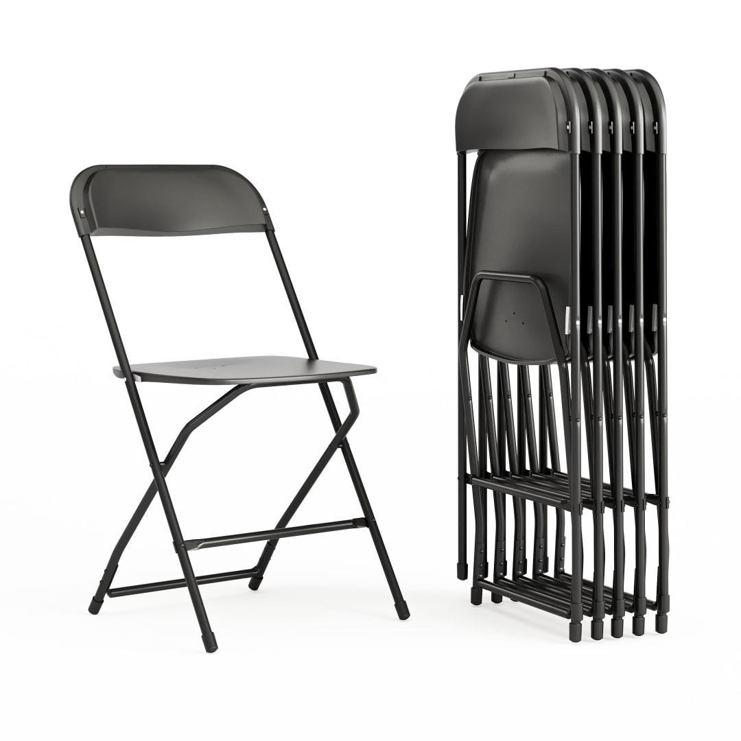 Hercules Series Plastic Folding Chair Black - 6 Pack 650LB Weight Capacity Comfortable Event Chair-Lightweight Folding Chair