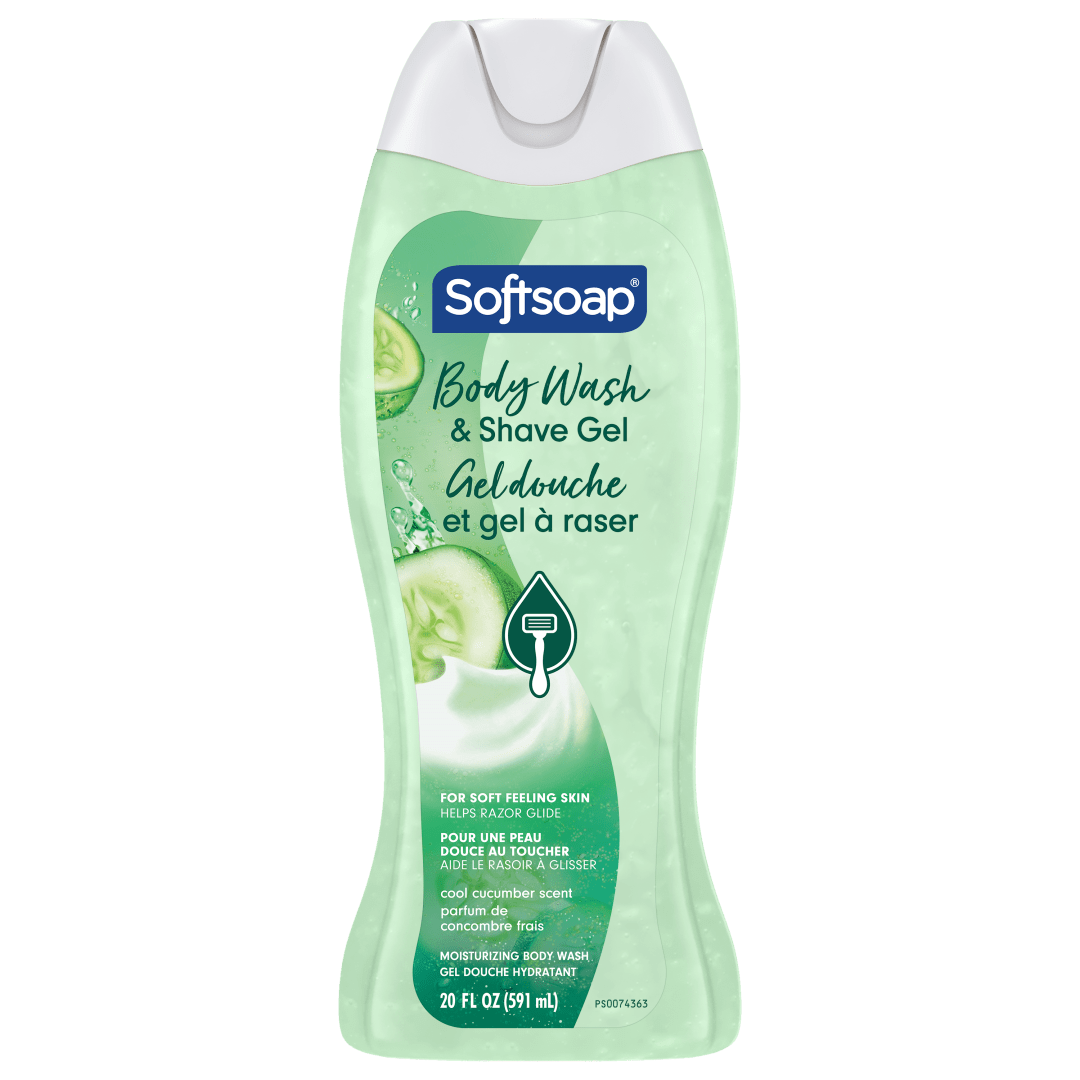 Softsoap Moisturizing Body Wash and Shave Gel, Cool Cucumber Scent, 20 fl oz Bottle
