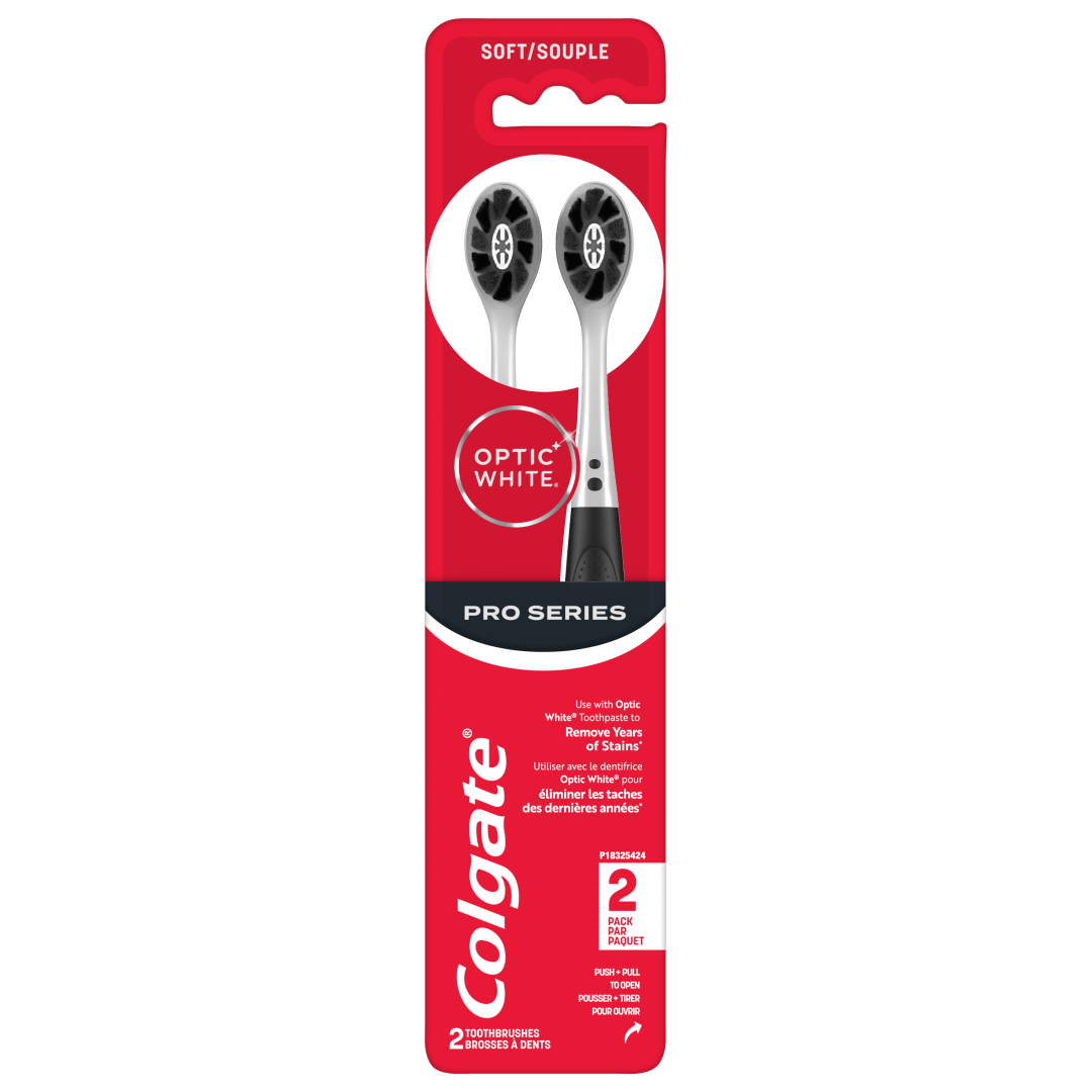 Brosse à dents manuelle Optic White Pro Series avec charbon pour adultes - paquet de 2