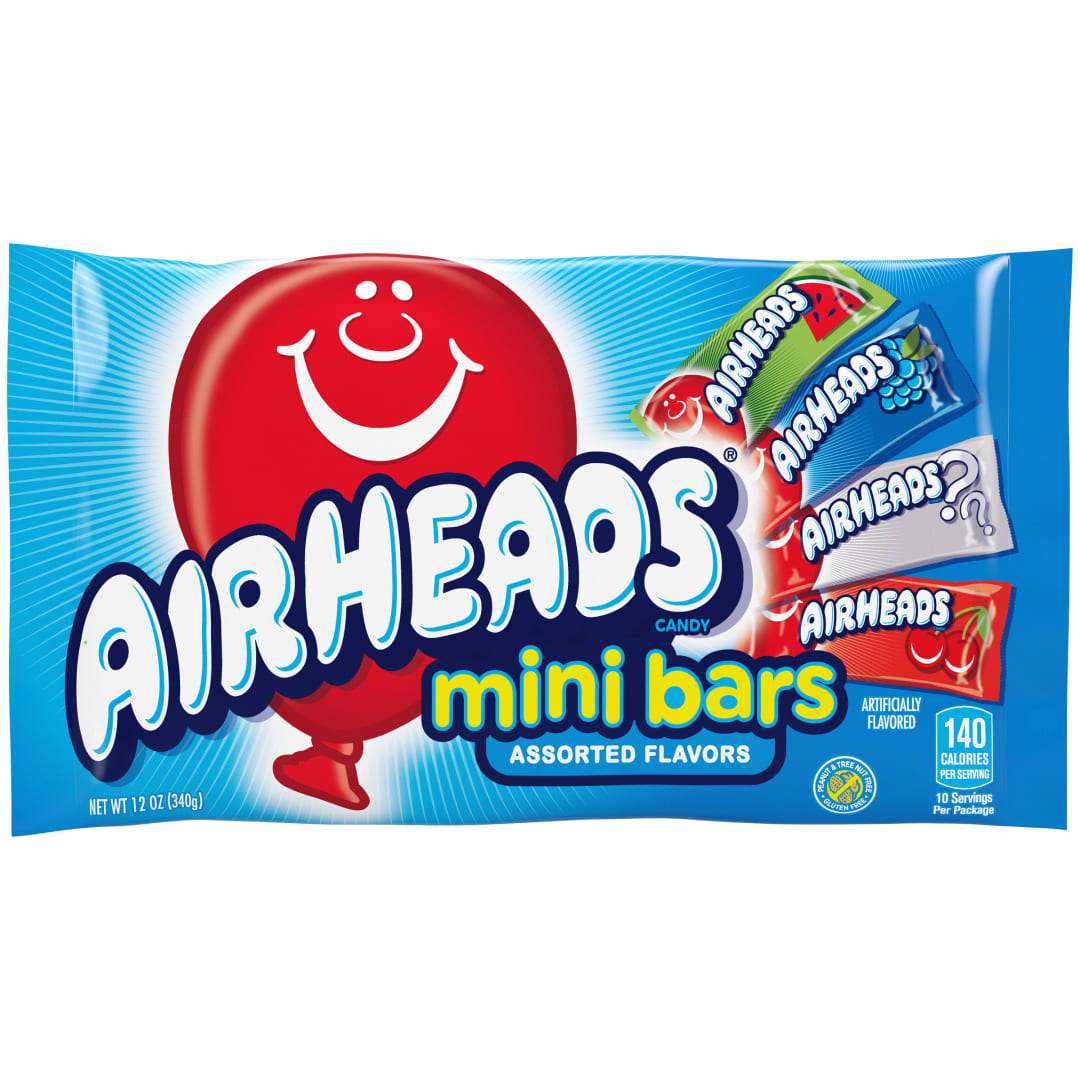 Airheads Mini Bars Assorted Flavors 12 oz Laydown Bag