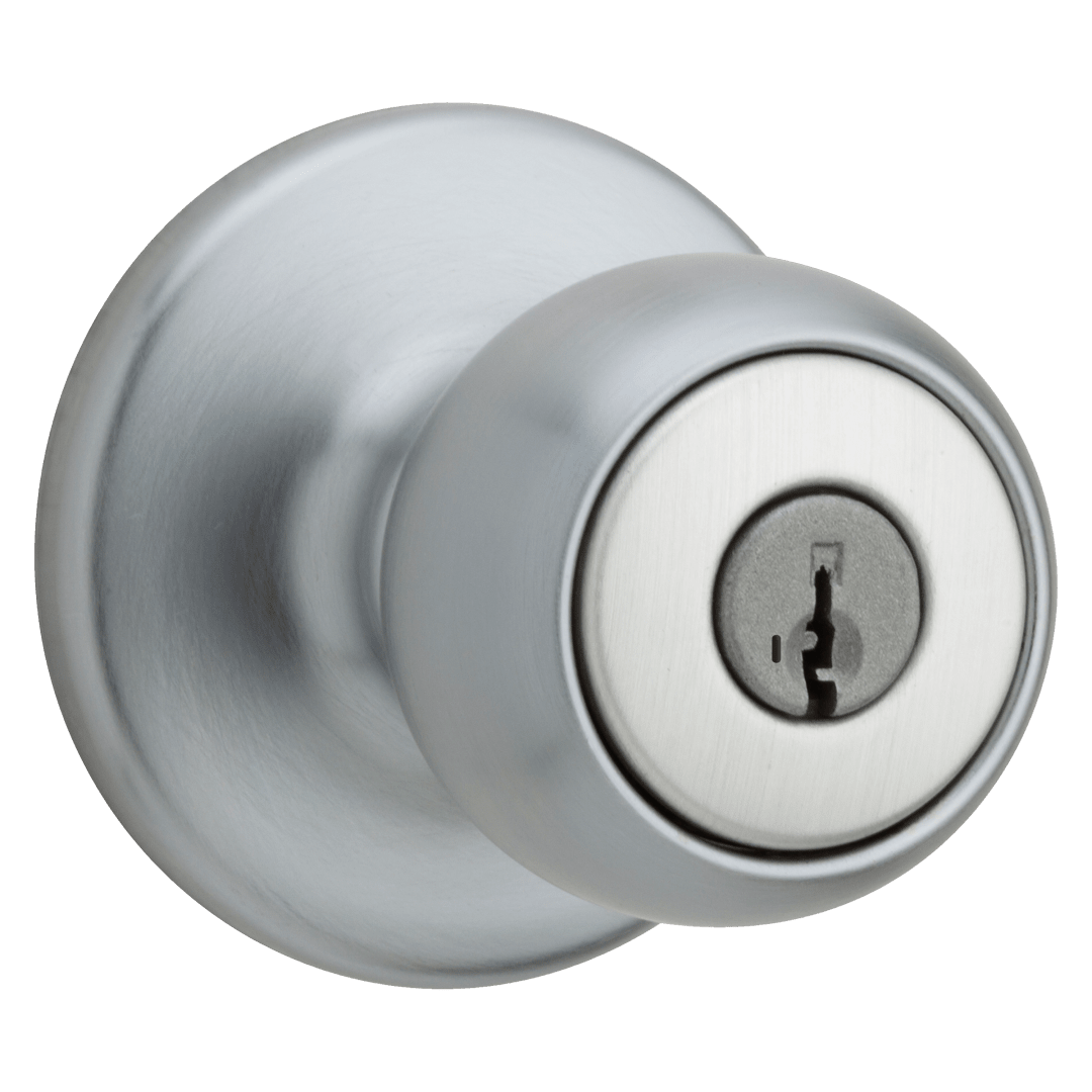 Fairfax Entry Knob featuring SmartKey Security™ in Satin Chrome