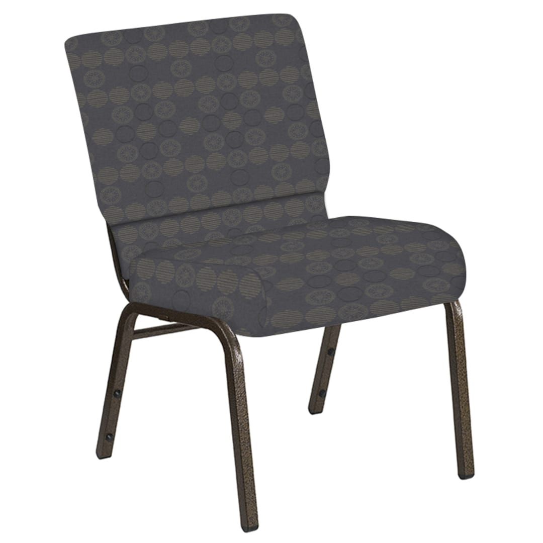 Embroidered 21''W Church Chair in Galaxy Steel Fabric - Gold Vein Frame