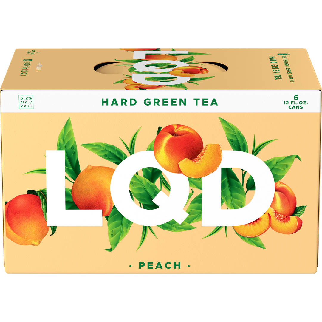 LQD Peach Hard Green Tea, 6 Pack 12 fl. oz. Cans