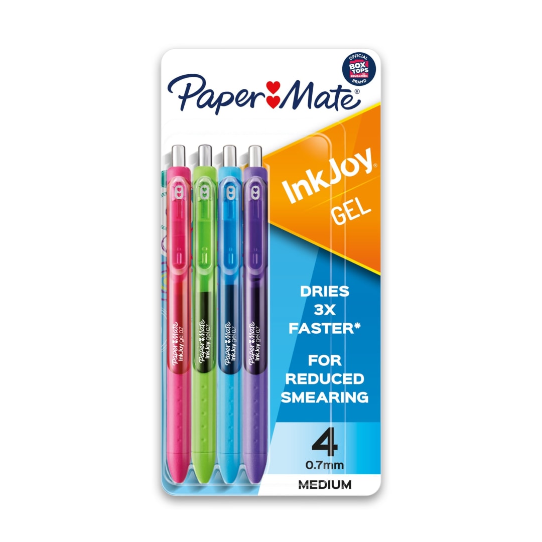 Paper Mate® InkJoy® Pens, Gel Pens, Medium Point (0.7mm), Assorted, 4 Count