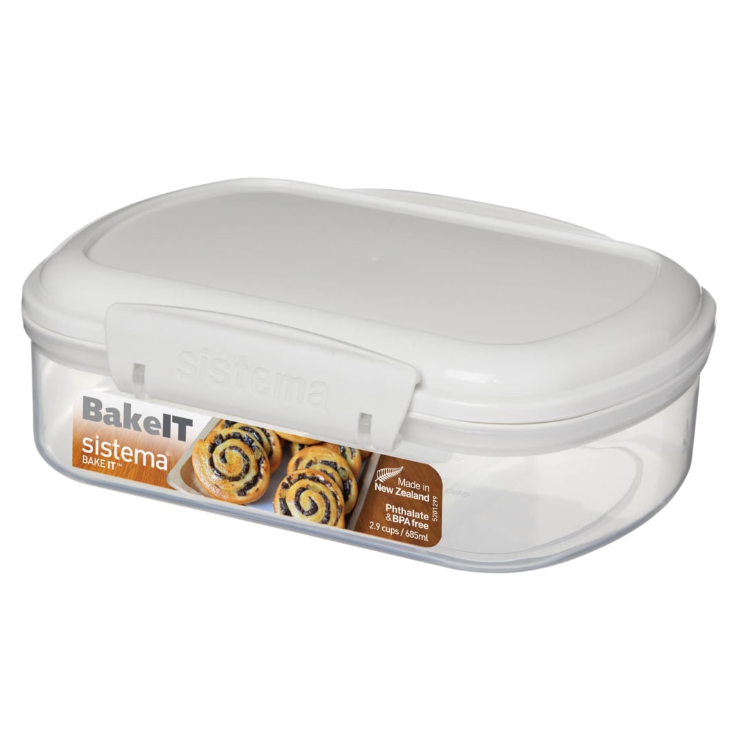 Sistema® Bake It™ Collection 2.9 Cup Food Storage Container, Clear/White