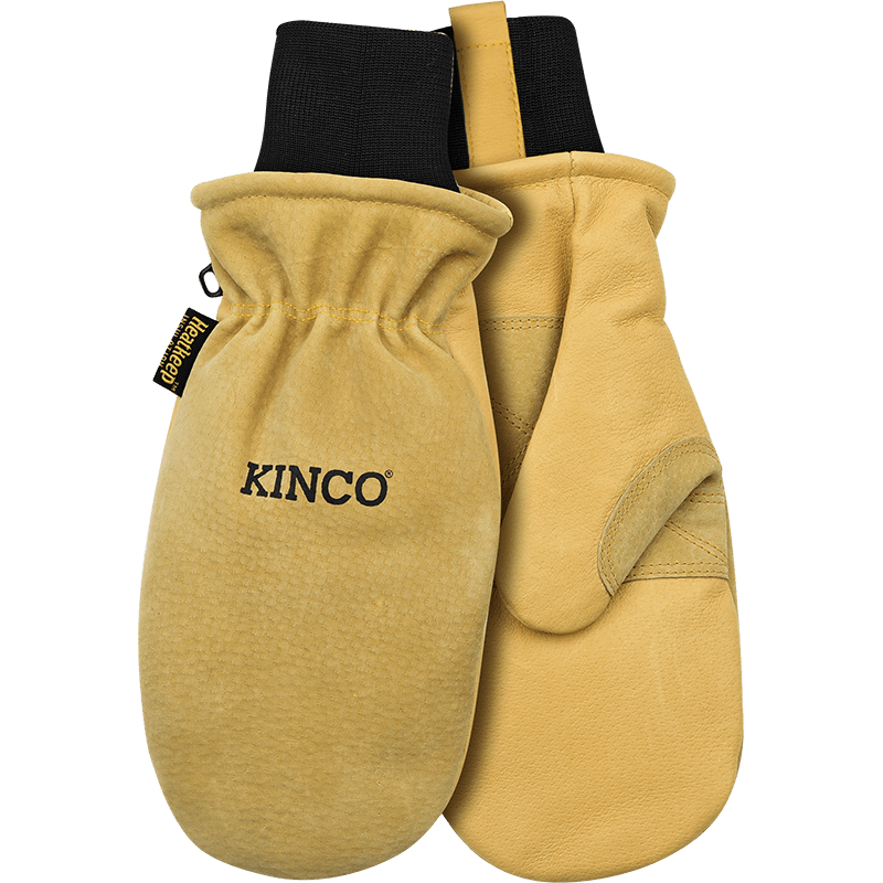 Laser Engraved Lined Heavy-Duty Premium Grain &amp; Suede Pigskin Ski Mitt with Omni-Cuff™