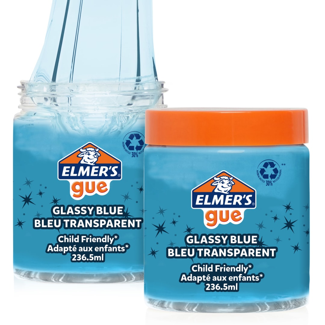 Elmer's Gue Pre Made Slime | Glassy Blue Slime | Great for Mixing in Extra Ingredients | 236.5ml | 2 Count