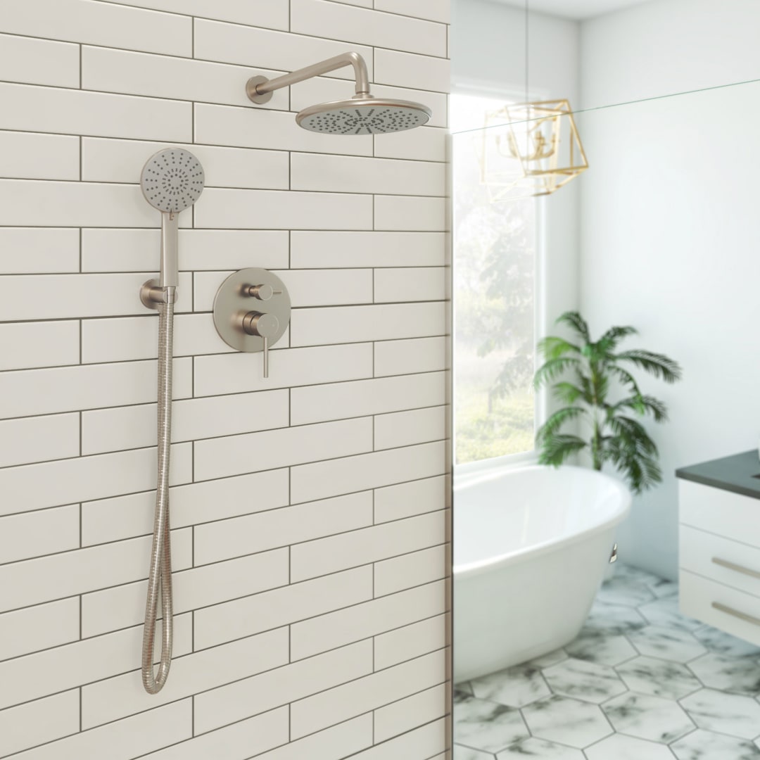 Aquata 7 x 19 1/2 Rain Fall Shower Faucet Set with Handshower, Brushed Nickel