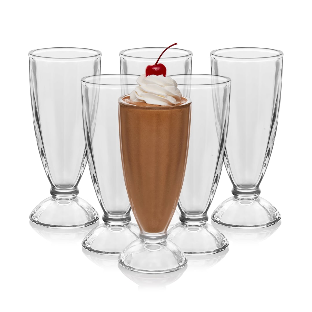 Libbey Fountain Shoppe Milkshake Glasses, 12-ounce, Set of 6