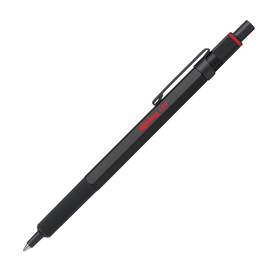 rOtring 600 Ballpoint Pen, Medium Point, Blue Ink, Black Barrel, Refillable