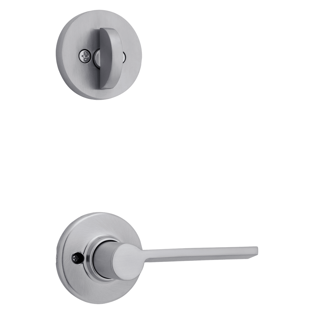 966 Single Cylinder Interior Pack w/ Left-Handed Round Rose Ladera Lever Handlesets in Satin Chrome