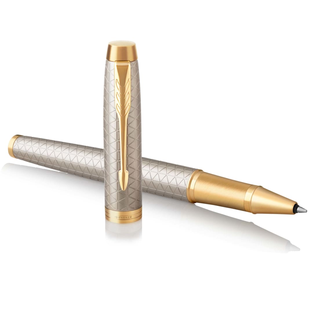 Parker IM RollerBall® Pen | Premium Warm Silver | Fine Point Black Ink | Gift Box