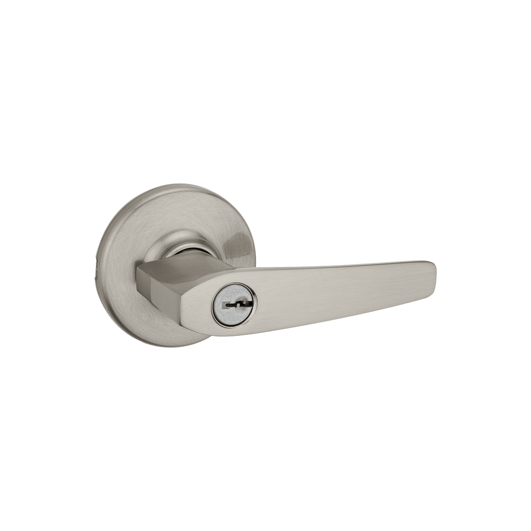 Delta Round Keyed Entry Lever in Satin Nickel with Microban Protection