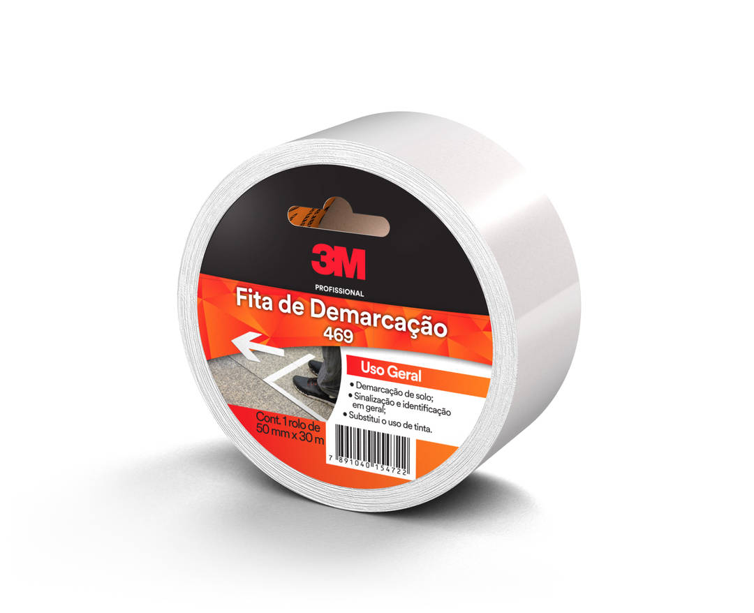 Fita de Demarcação Uso Geral 3M™ 469 – Branca, 50 mm x 30 m