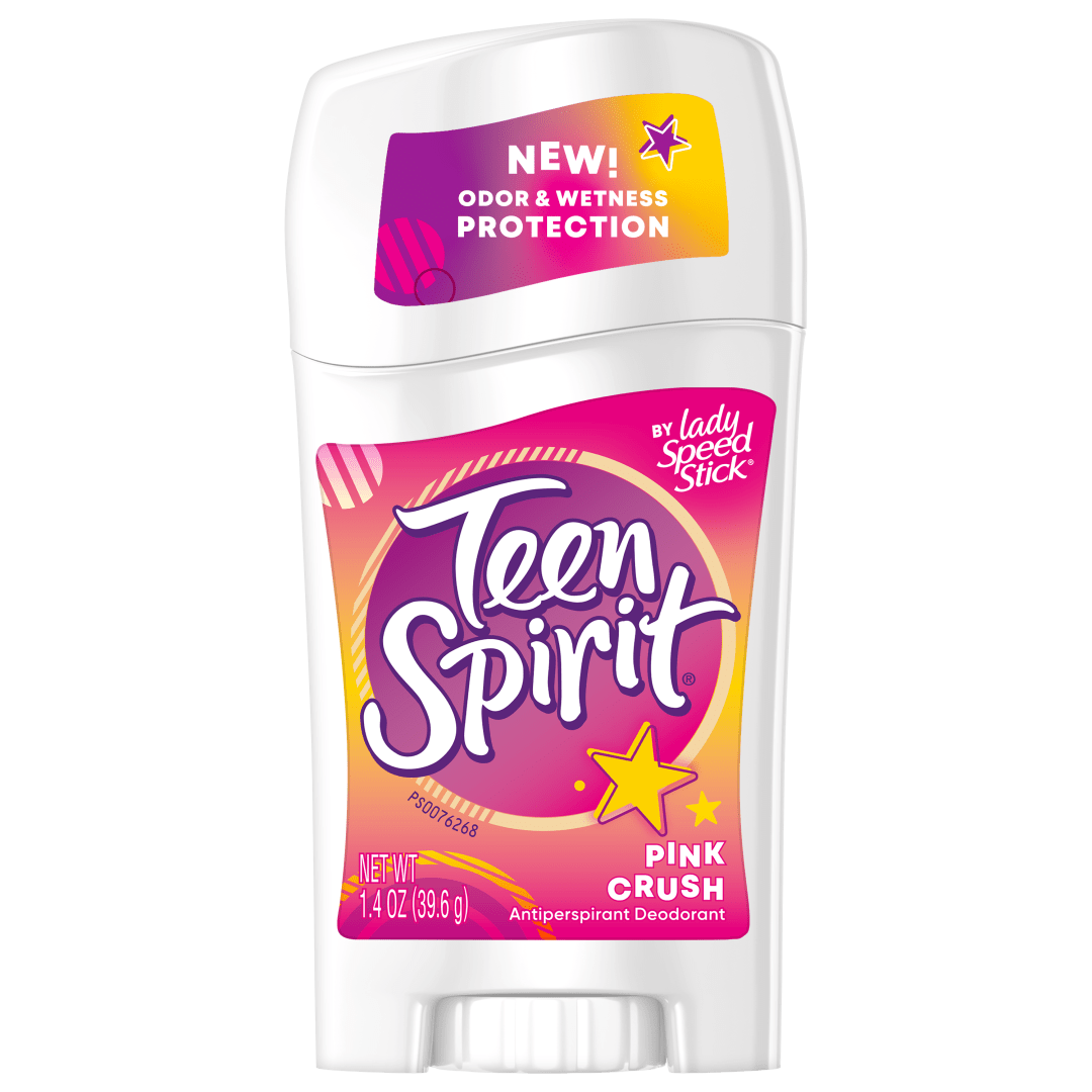 Teen Spirit by Lady Speed Stick Antiperspirant Deodorant for Women, 48 Hour Protection, Pink Crush Scent, 1.4 oz Deodorant Stick