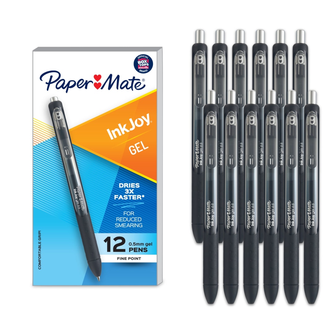 Paper Mate® InkJoy® Gel Pen, Fine Point, Black, Box of 12