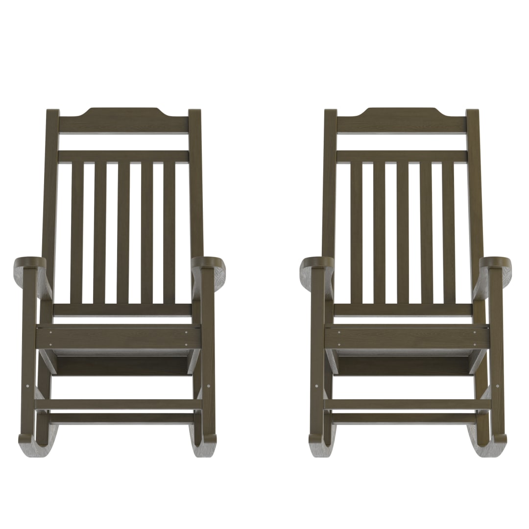 Set of 2 Winston All-Weather Rocking Chair in Mahogany Faux Wood