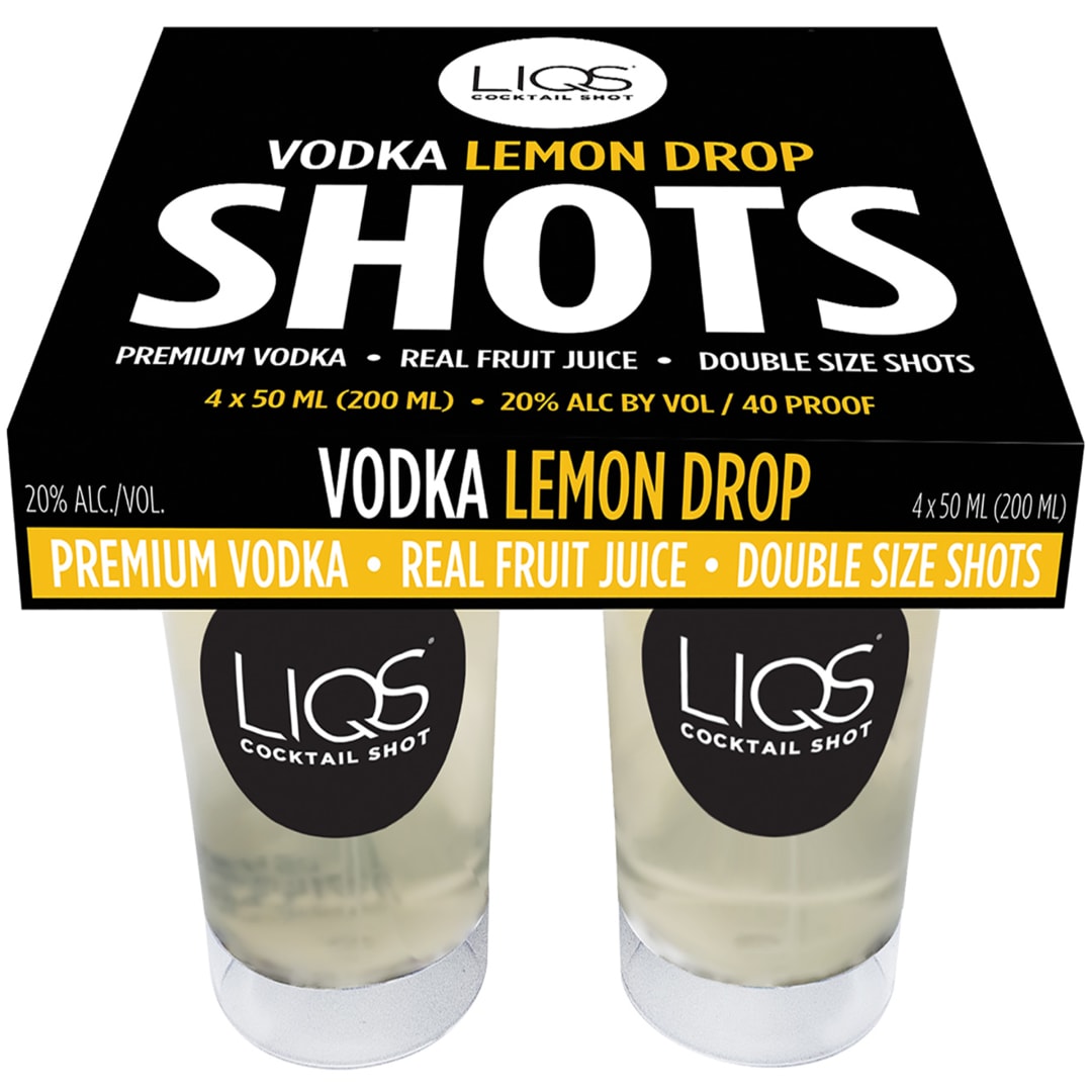LIQS Lemon Drop Vodka Cocktail Shots 50ml 4 Pack