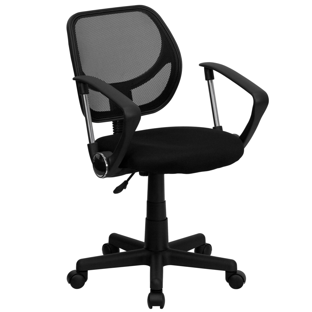 Neri Low Back Black Mesh Swivel Task Office Chair with Curved Square Back and Arms