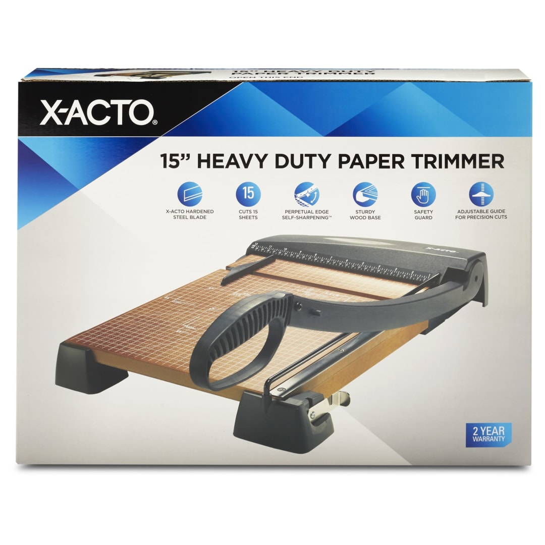 X-ACTO® Heavy-Duty Wood Guillotine Trimmer, 15 Sheet Capacity, 15" Cutting Surface