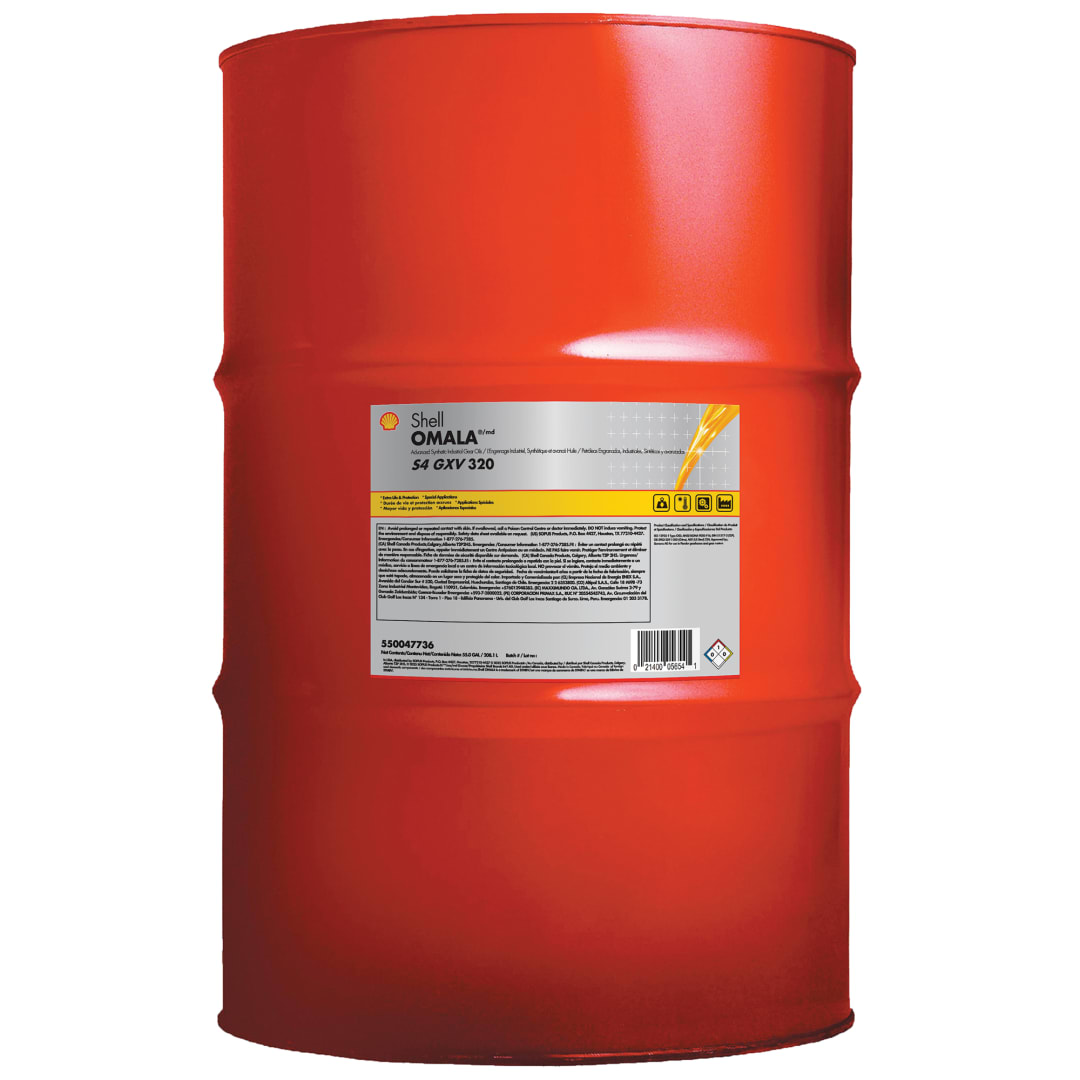 Shell Omala S4 GXV 320 Synthetic Industrial Gear Oil, 55 Gallon Drum