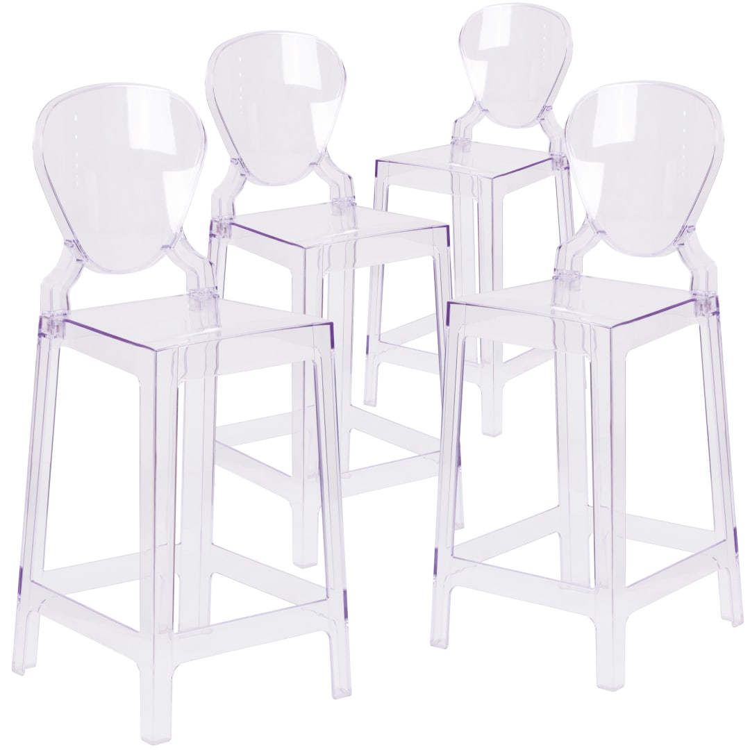 McKenna 4 Pk. Ghost Counter Stool with Tear Back in Transparent Crystal
